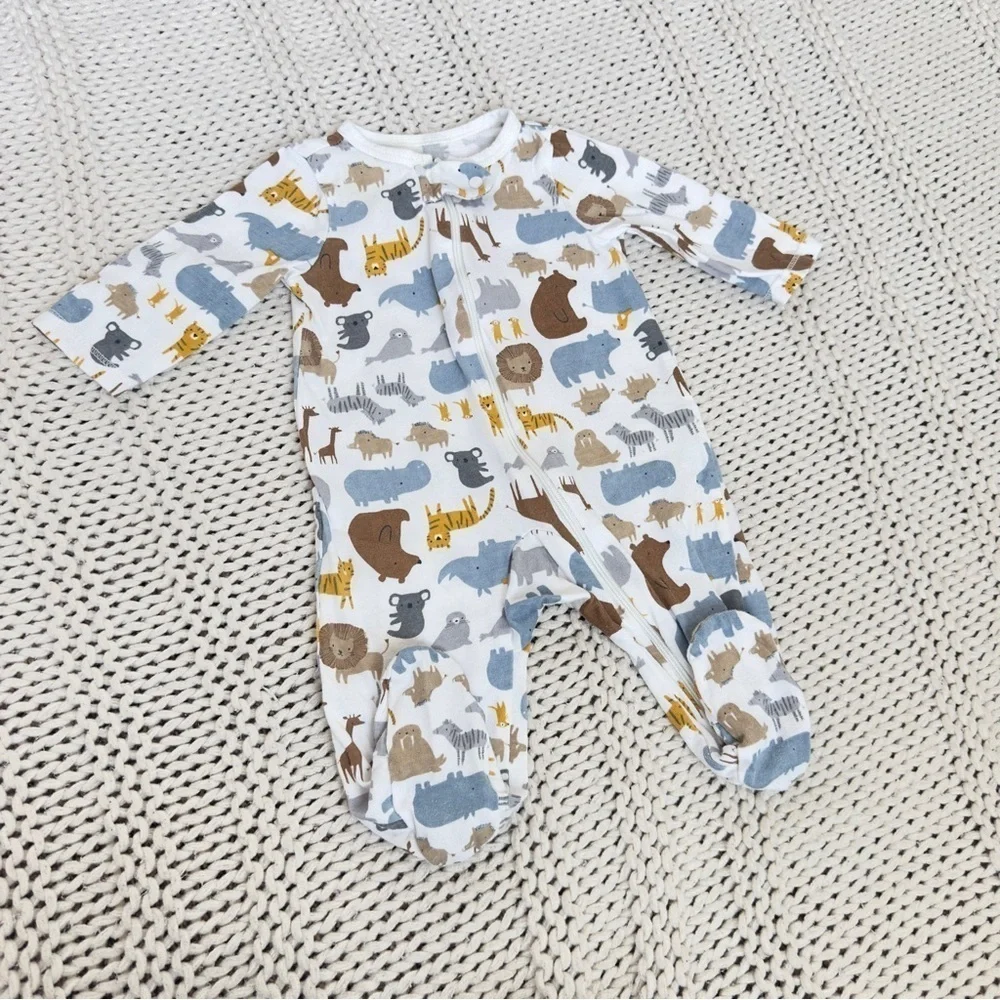 Carters Cozy Animal Jungle Baby Footies with Soft Fabric 3 Months
